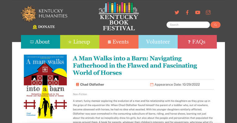 TSB Author Chad Oldfather Featured at the Kentucky Book Festival
